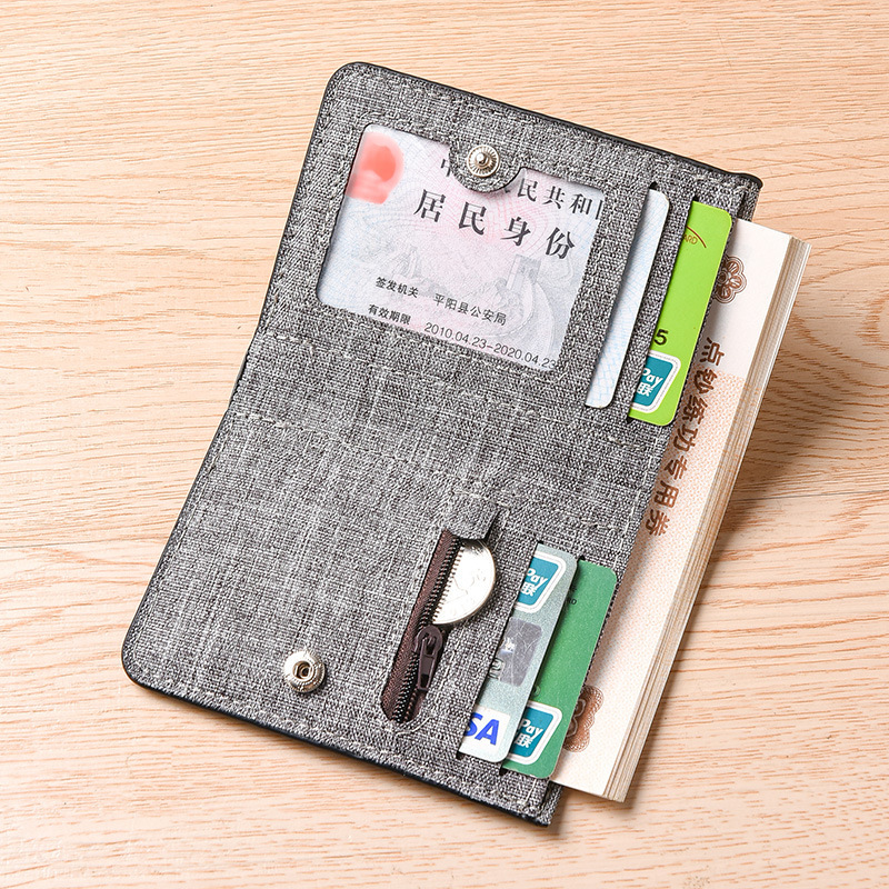 Men's Vertical Canvas Wallet Multi-Card Holder Simple Student Personalized Horizontal Wallet Folding Ultra-thin Small Wallet for Young People