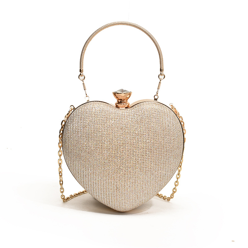 Lindo bolso de embrague en forma de corazón bolso de cena 2024 nuevo bolso de hadas de cadena de moda y dulce bolso de mensajero de un solo hombro de estilo occidental