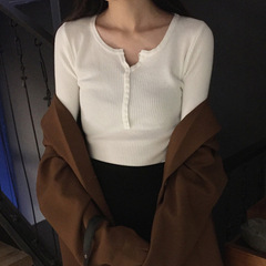 秋冬韓国風Vネック長袖プルオーバーボトムセータースリムフィットストレッチピットニットセータートップ女性用