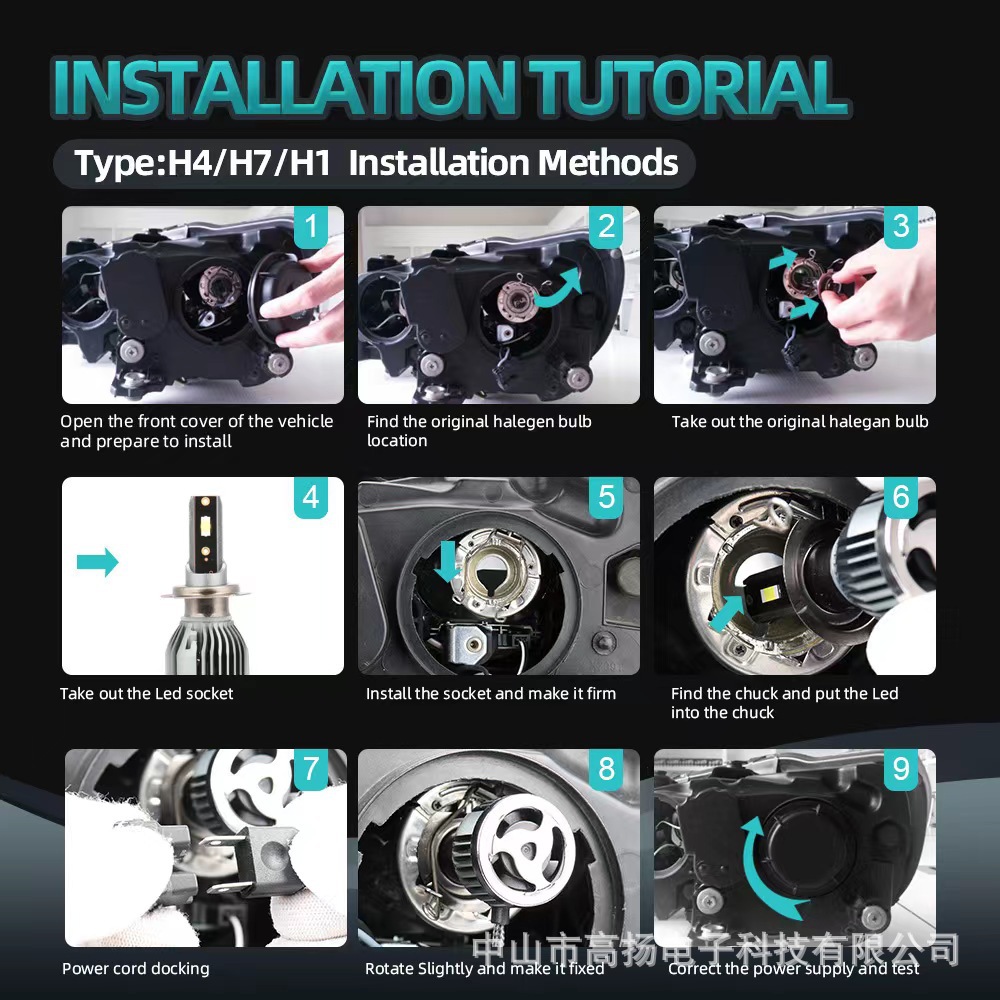 Built-In 3570Led Car Headlights H1H4H7 Aliexpress Amazon Specializes in Strong Light and High Beam Cross-Border Supply