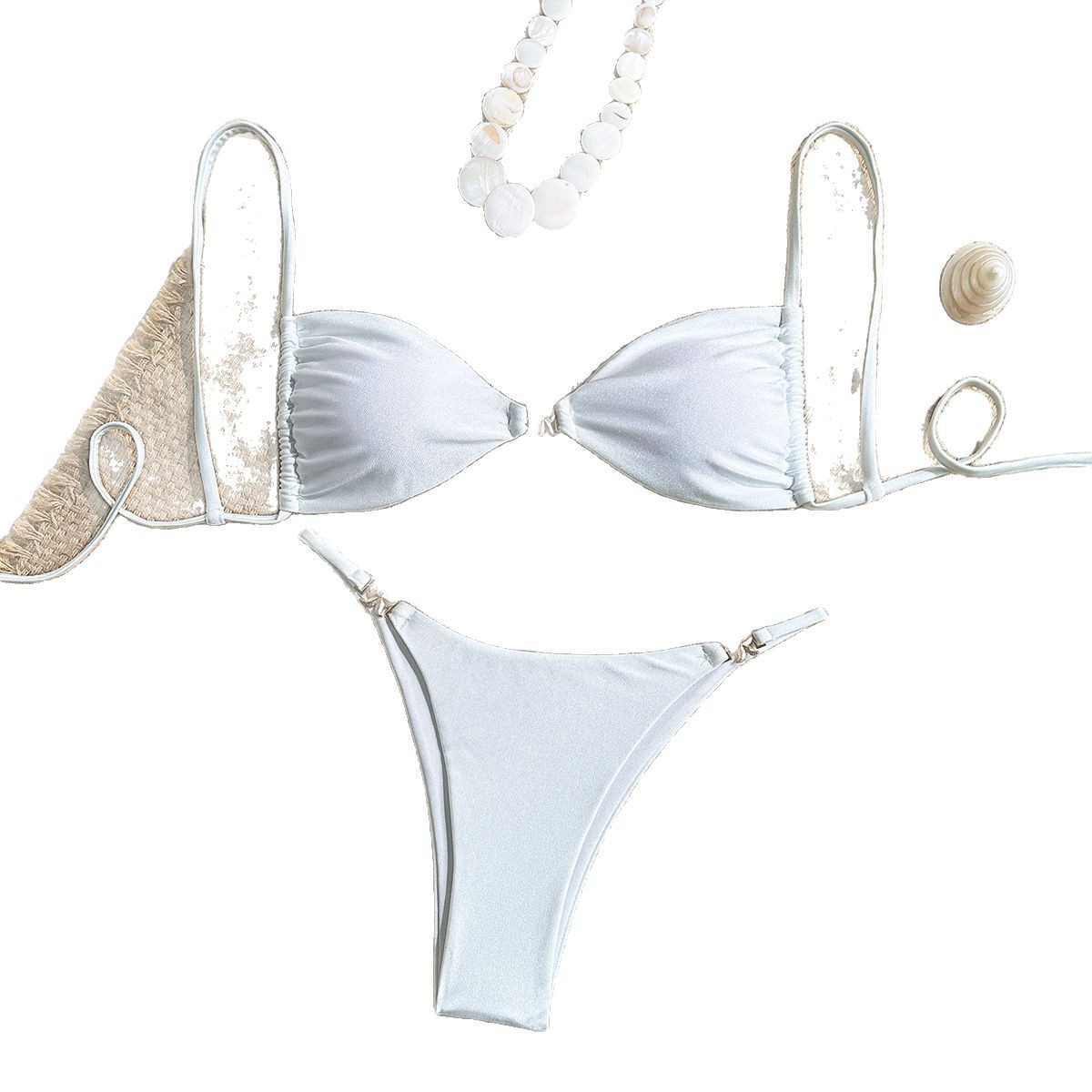 Women's Sexy Thin Rope Shoulder Strap Bikini Triangle Cup Swimwear for Beach Hot Springs Trending New_voghion.com
