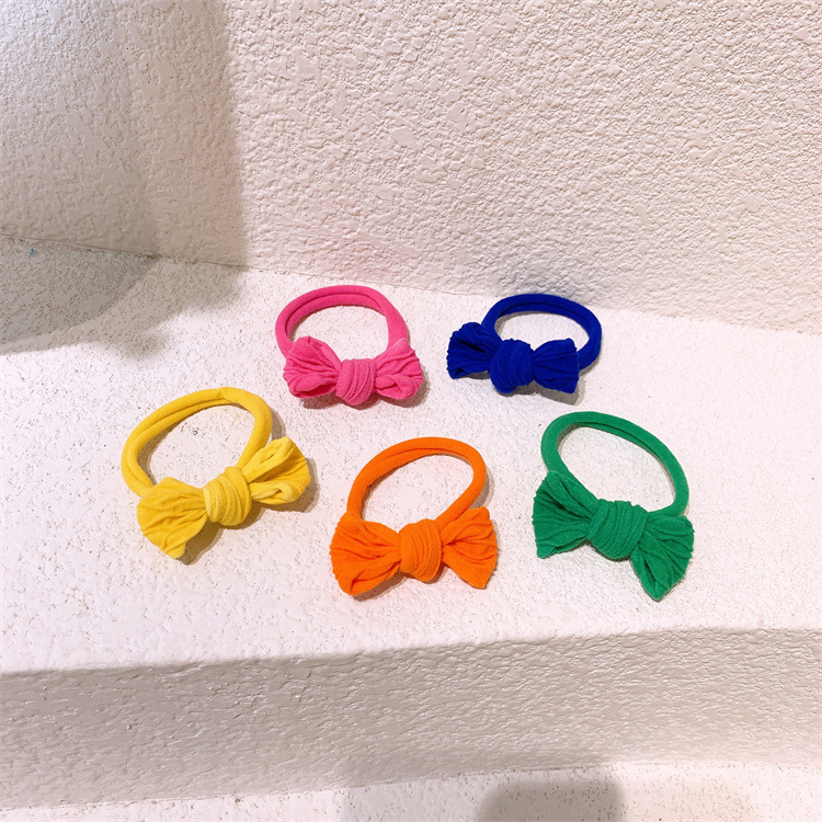 Banda para el cabello con arco anudado para niños Simple diadema Linda señoras no lastiman el cabello anillo de toalla Cola de Caballo banda de goma cuerda para el cabello
