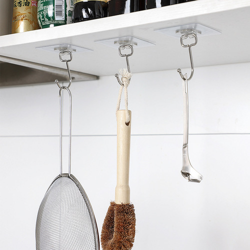 Hook strong adhesive wall hanging behind load-bearing door without punching clothes large hook kitchen hook traceless sticky hook