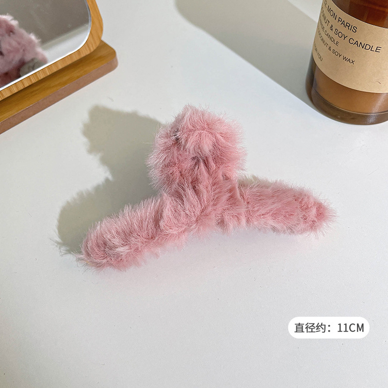 Otoño y invierno curry clip de agarre de cabeza grande clip de cabello tocado clip de tiburón 2025 nuevo peludo de gama alta agarre de cabello