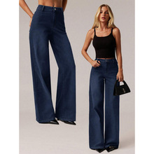 E 56306 High waist whisker denim wide leg pants ����è��ţ��