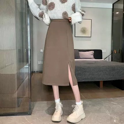 Black High-Waisted Bodycon Midi Skirt Women's 2024 New A-Line Straight Skirt Autumn/Winter