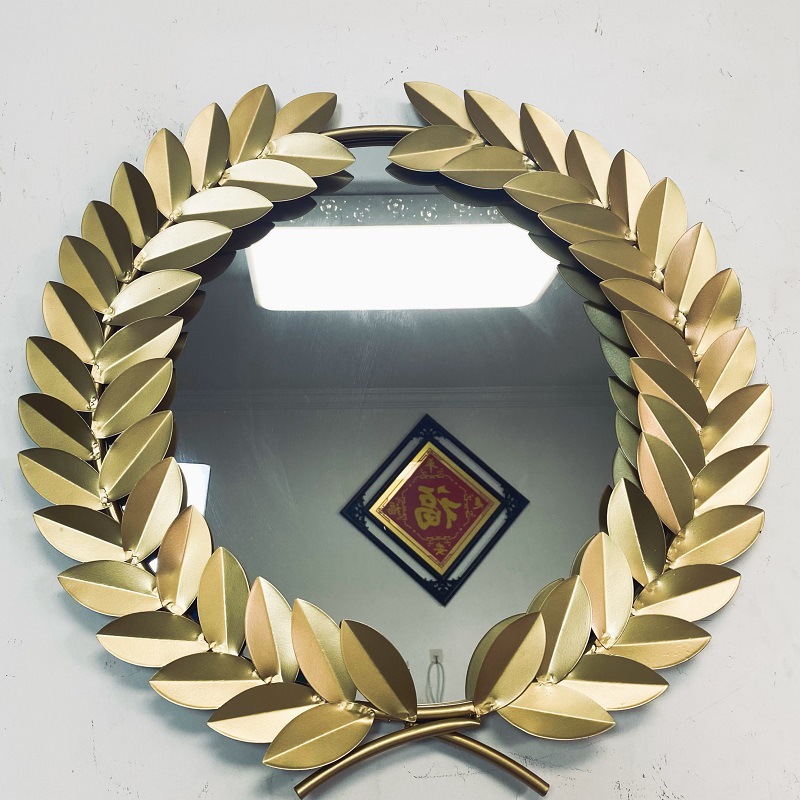 Nordic Iron Leaves Wheat Ears Wall Decoration Restaurant Hallway Wall Decoration Pendant Wall Hanging Home Mirror