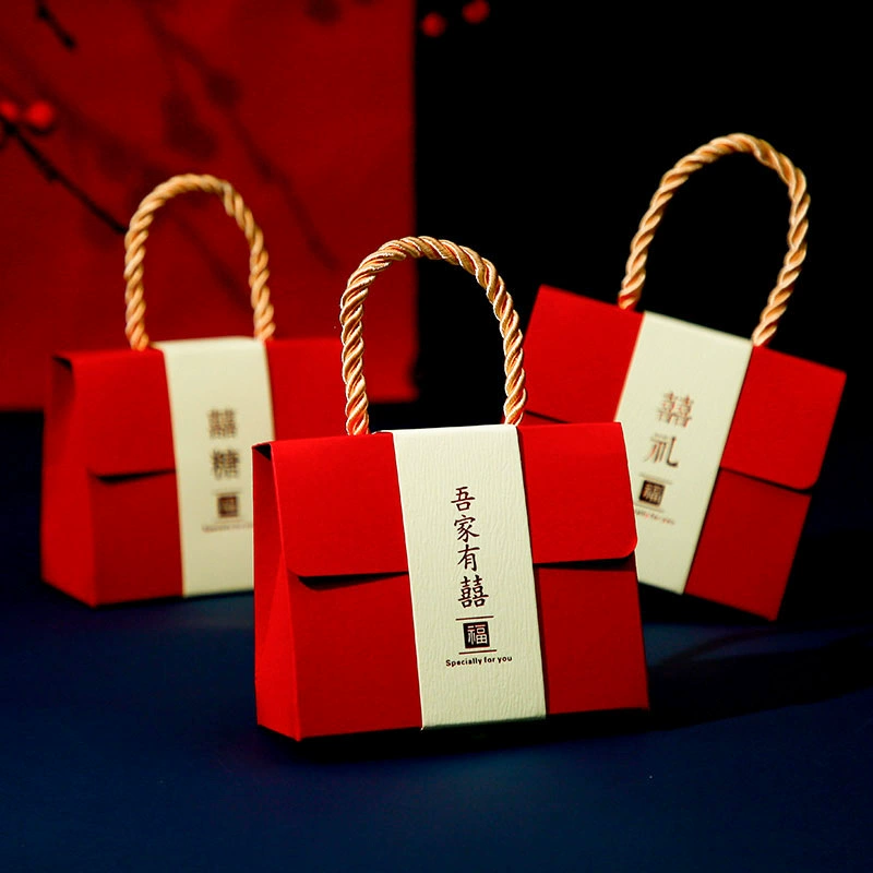 Новая творческая портативная коробка конфет Красная простая коробка конфет Китайская Свадебная подарочная коробка для рук бронзовая подарочная коробка