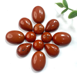 Factory Direct Sales Hot Selling Red Stone Oval Cabochon Ring Surface Drop-Shaped Loose Stone Semi-Finished DIY Accessories