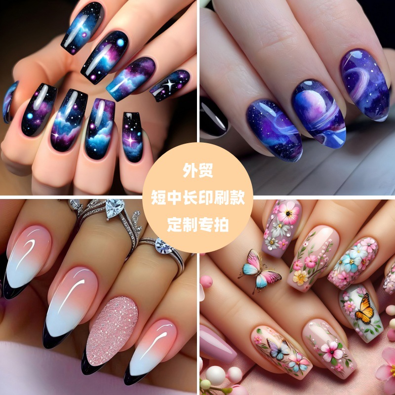 Muestras de diseño personalizado fabricantes de uñas al por mayor impresión de uñas cortas y largas mejores ventas