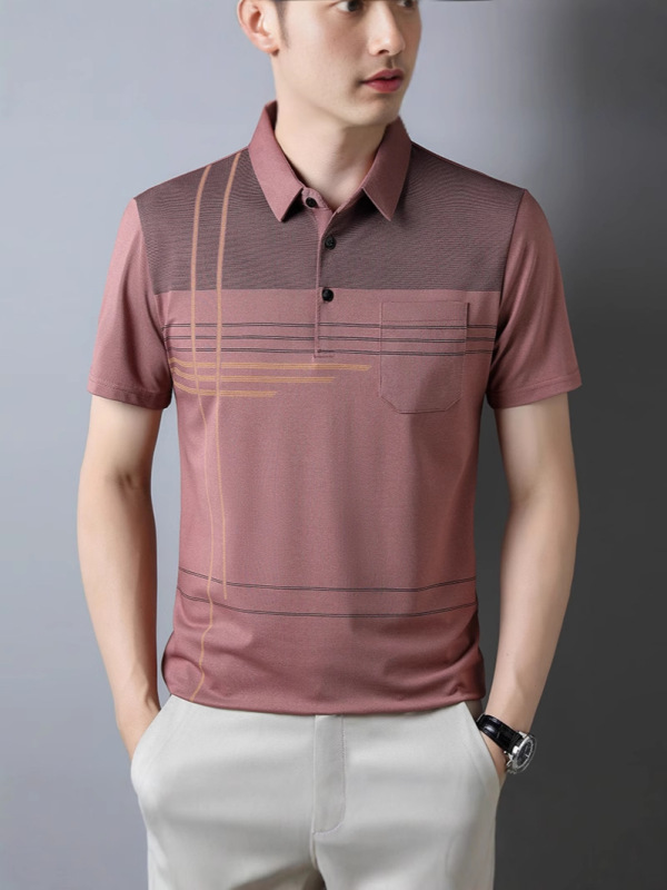 2025新しい夏中年半袖メンズtシャツお父さん夏服真 � � ポケット服通気性poloシャツメンズ|undefined