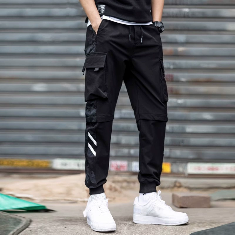 Casual oversized cargo trousers, Korean retro 2025 trend, black, sizes S–5XL