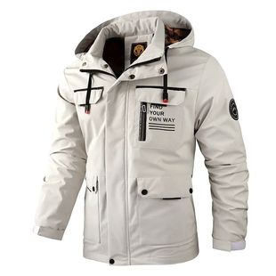 Men's Hooded Jacket Jacket Multi-Flap Pocket Pants Casual Pure Color Hooded Jacket Jacket