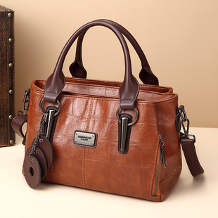 2024 Xidi Paul's New Retro European and American Style Contrasting Color Satchel Crossbody Three-Layer Large-Capacity Pillow Women's Bag
