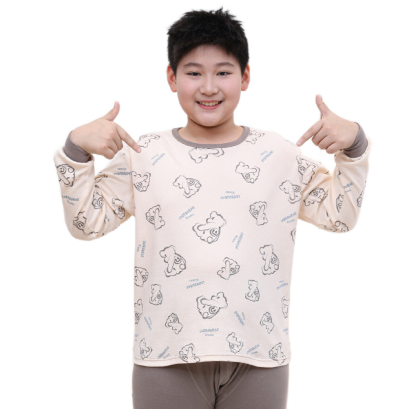 新款男孩秋衣秋裤套装纯棉胖童开洞加肥加大码全棉青少年儿童内衣|undefined