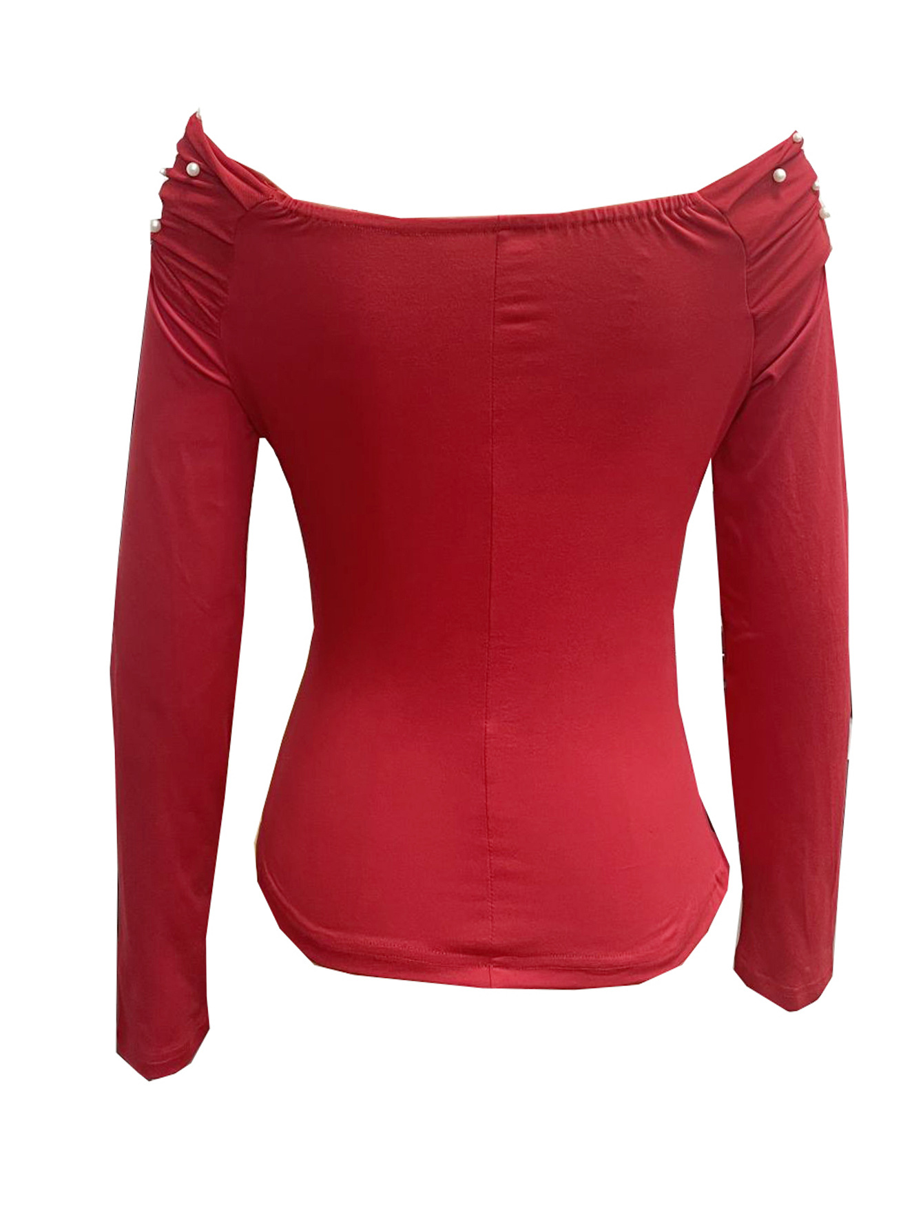 Europa y Estados Unidos comercio exterior ropa de mujer primavera y otoño hombros abiertos camiseta corta camiseta original de manga larga camiseta delgada image 3