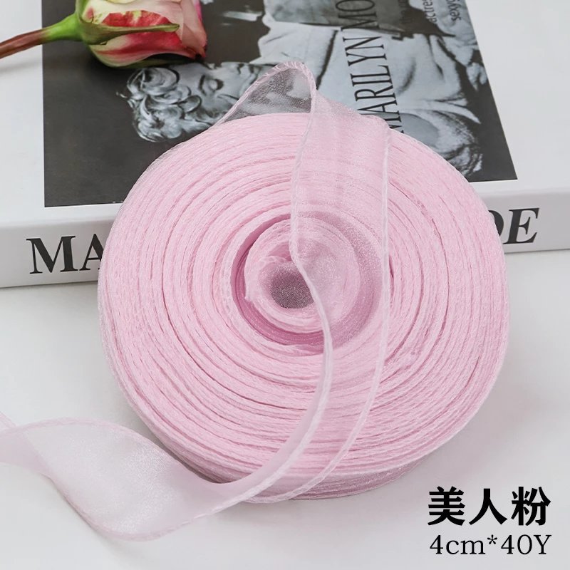 En stock al por mayor 4cm Phnom Penh fishtail hilo llano envuelto flor amplia cinta onda cinta ramo de flores material de embalaje