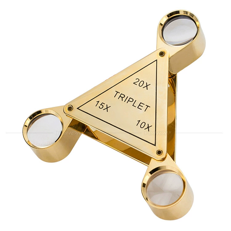 Три линзы 10 раз 15 раз 20 раз Складная цельнометаллическая Лупа антикварные штампы для монет оценка ювелирных изделий с бриллиантами
