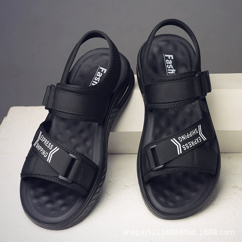 Мужская обувь, новинка 2024, летние сандалии, мужские модные дышащие пляжные туфли на толстой подошве для спорта и отдыха на воздушной подушке, удобные и универсальные.