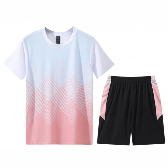 Summer Leisure Sports suit Men's and Women's Short-sleeved Two-piece Fitness plus size suit Shorts Quick-drying Running suit
