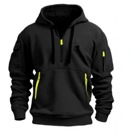 Cross-border foreign trade European size spring and autumn men's hoodie with zipper and multiple pockets, pullover men's sports casual jacket