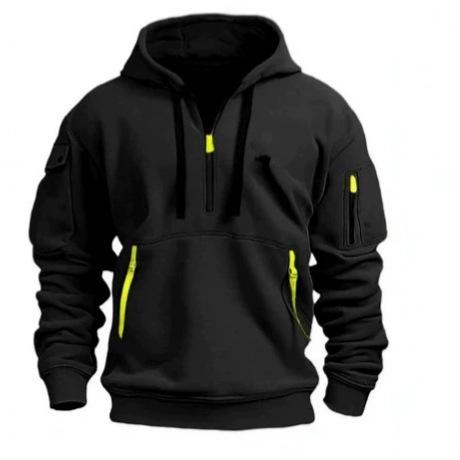 Cross-border foreign trade European size spring and autumn men's hoodie with zipper and multiple pockets, pullover men's sports casual jacket