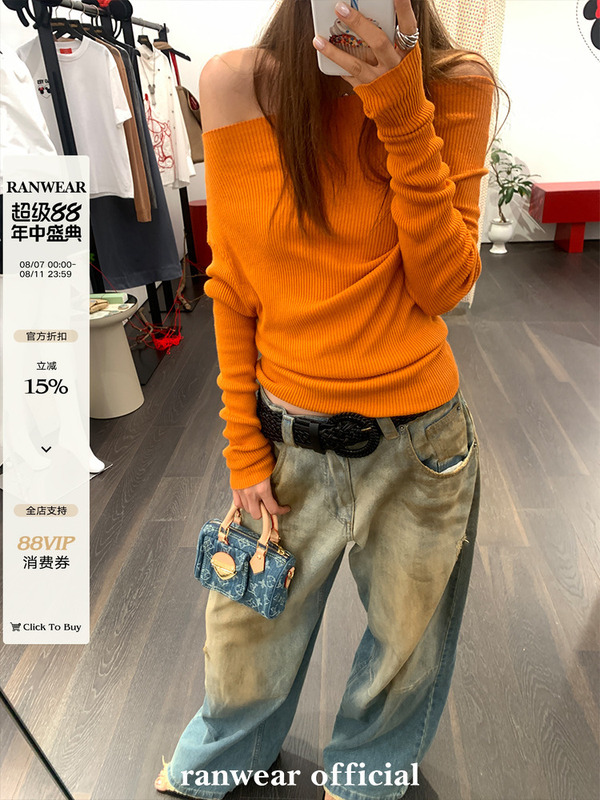 Ranwear色彩高材生 多种穿法年度挚爱羊毛轻软亲肤针织衫上衣女秋|undefined