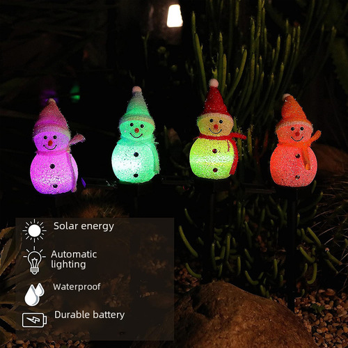 Solar ground lamp Christmas snowman decoration atmosphere night light outdoor courtyard garden EVA rice snowman