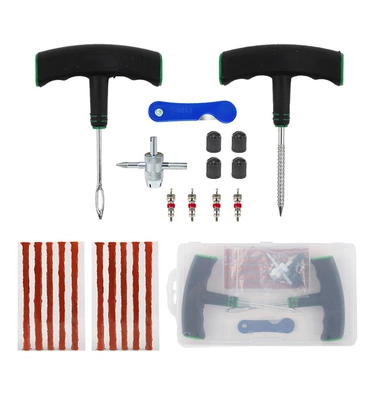 Car Tire Repair Tool: Kempinq və səyahət - black-and-green-plastic-box-22-piece-set