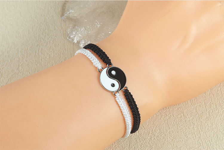 Woven Chain Chain Type Chinoiserie Marine Style Tai Chi Acrylic Alloy Polyester Woven Chain String Bracelets Wholesale