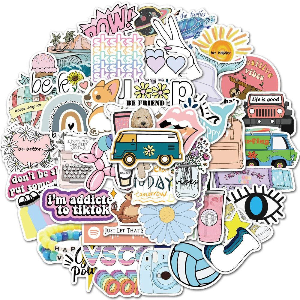 50 шт. Amazon без нарушений небольшие свежие граффити наклейки багаж скейтборд холодильник наклейки для ноутбука водонепроницаемые