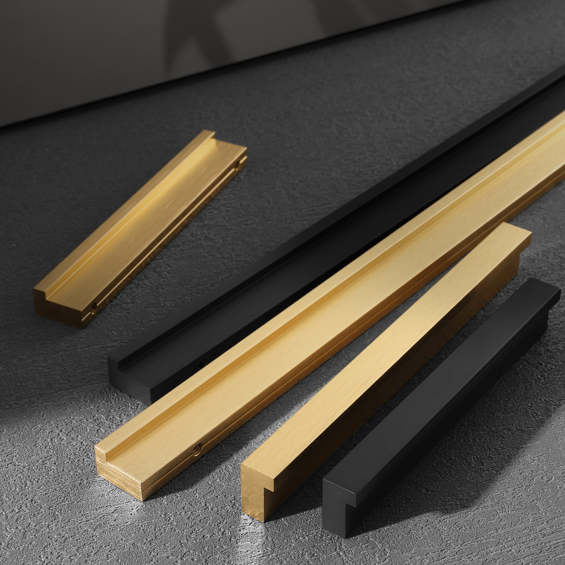 櫃門拉手現代簡約L型拉手7字形櫥櫃抽屜柜子鋁合金極簡衣櫃門把手