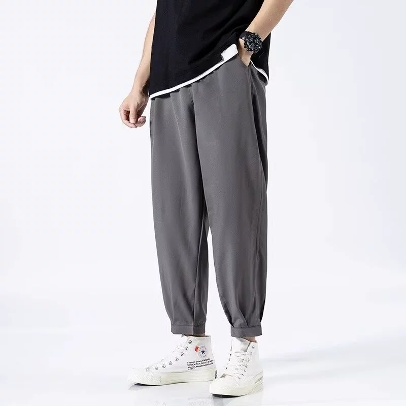 Silk summer thin trend trousers, loose fit, oversize