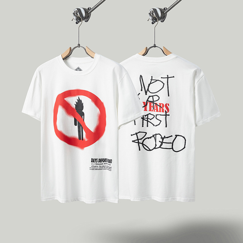 Travis de manga corta M mark Scott pequeño pato amarillo cactus relámpago rap tour TS pareja conjunta camiseta de hip-hop