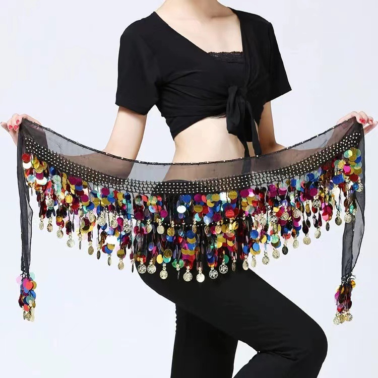 Danza del vientre cadena de cintura esquinilla de color gong moneda toallas de cintura falda de baile espectáculo brazo toallas de cintura ejercicio festivo toallas de cadera