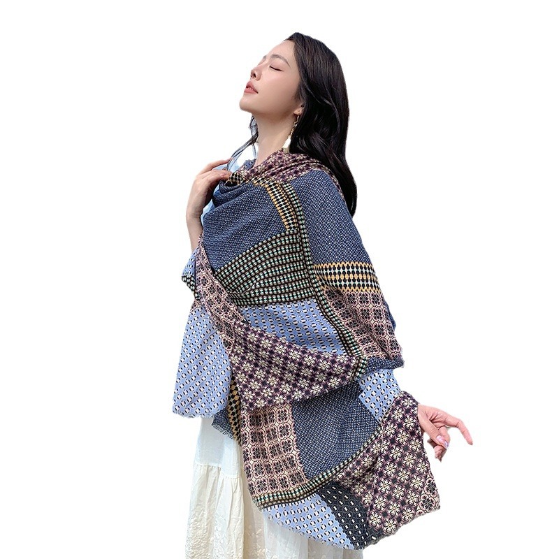 2025 nuevo algodón y lino de alta calidad, chal de protección solar, playa de playa, desierto, bufandas al por mayor