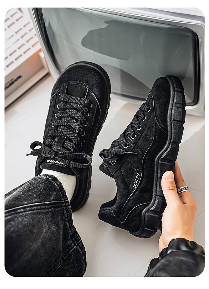 Giày sneaker nam cổ thấp form rộng mũi tròn, đế dày 3 cm, phong cách retro, cỡ lớn — 5018 Kaki, 5018 màu lạc đà, 5018 màu đen chi tiết 24