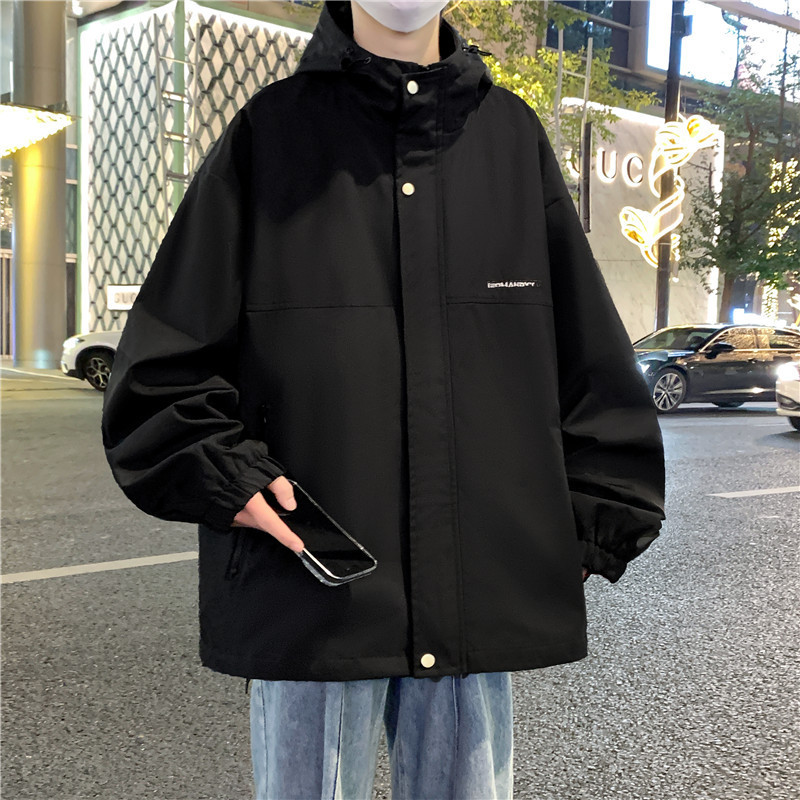 青少年连帽男士夹克2025春季新款港风潮流时尚百搭学生冲锋衣外套|undefined