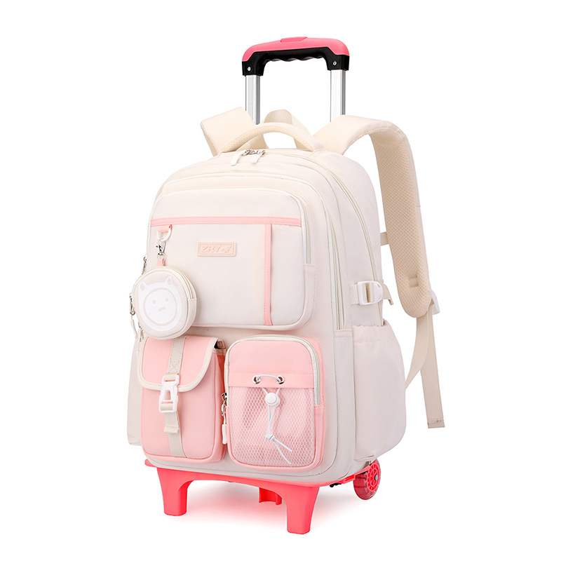 Nueva mochila de tirón para estudiantes de escuela primaria niñas 3 - 6 grados estudiantes de gran capacidad de moda mochila de tirón para estudiantes ligeros