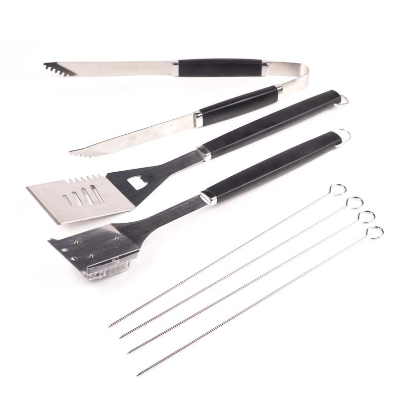 [Fuente de fábrica] Herramienta de barbacoa de acero inoxidable PP mango 7-pieza parrilla traje al aire libre combinación parrilla