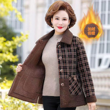 高品质2023保暖大衣女秋冬季新款中年妈妈大码加绒加厚毛呢外套