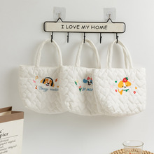 便当包可爱狗狗刺绣手拎包韩国ins绗缝手提袋女逛街购物袋妈咪包