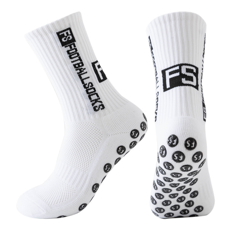 Football Socks Men's Mid-Calf Non-Slip Rubber Sole Letter Sports Socks Personalized High Elastic Breathable Sweat-Absorbent Mesh Cotton Socks Wholesale