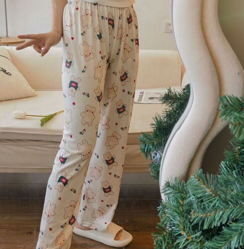 Walking pants cartoon bear pajamas women's loose spring and autumn new home casual summer air-conditioned trousers can be worn outside the pants