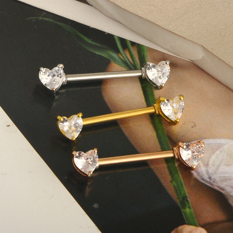 Women'S Gender Fashion Heart Shape Stainless Steel Plating Zircon Adhesive Nail