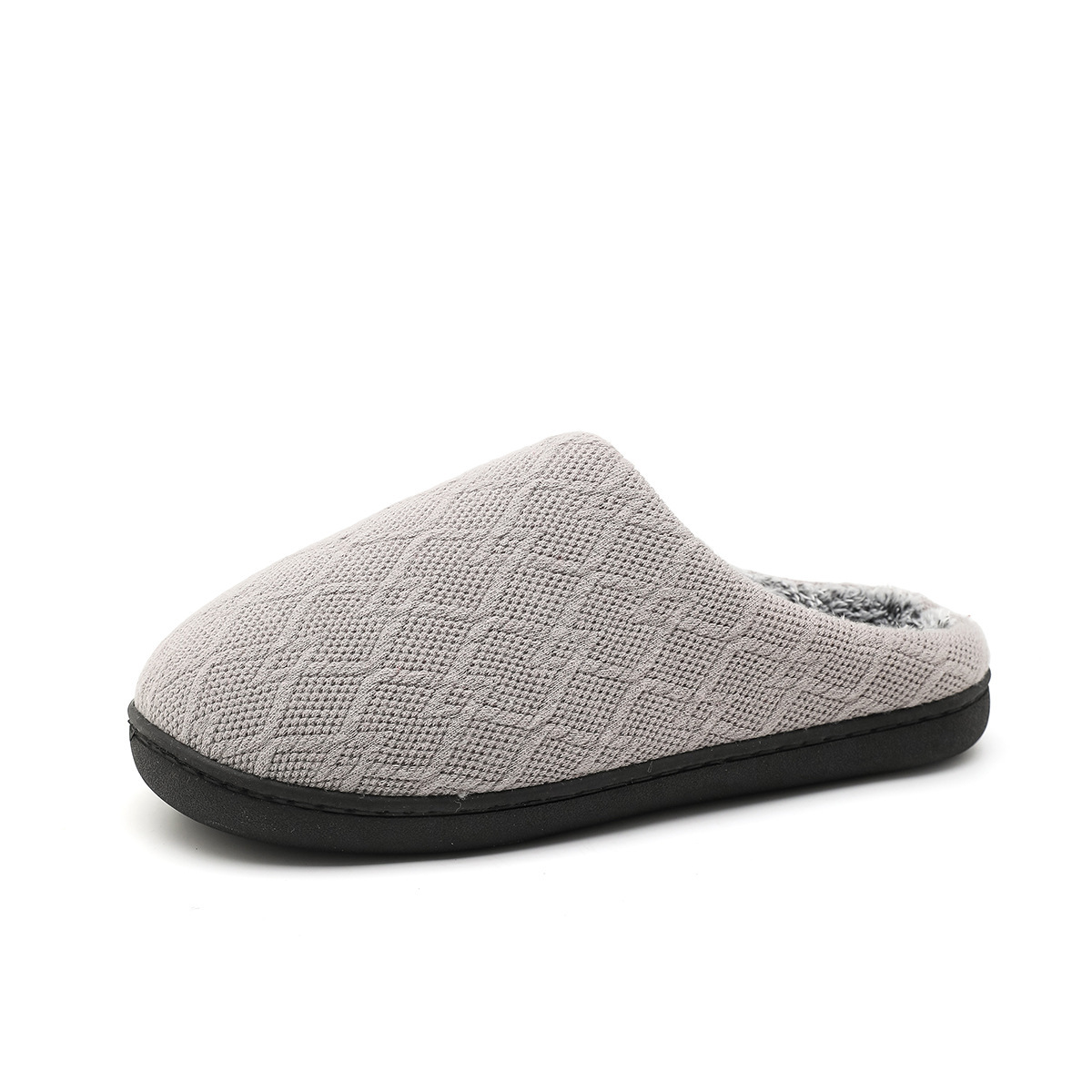 New woolly slippers with warm couples cotton slippers non-slip plus wool thickening cotton drag soft bottom in autumn and winter_voghion.com