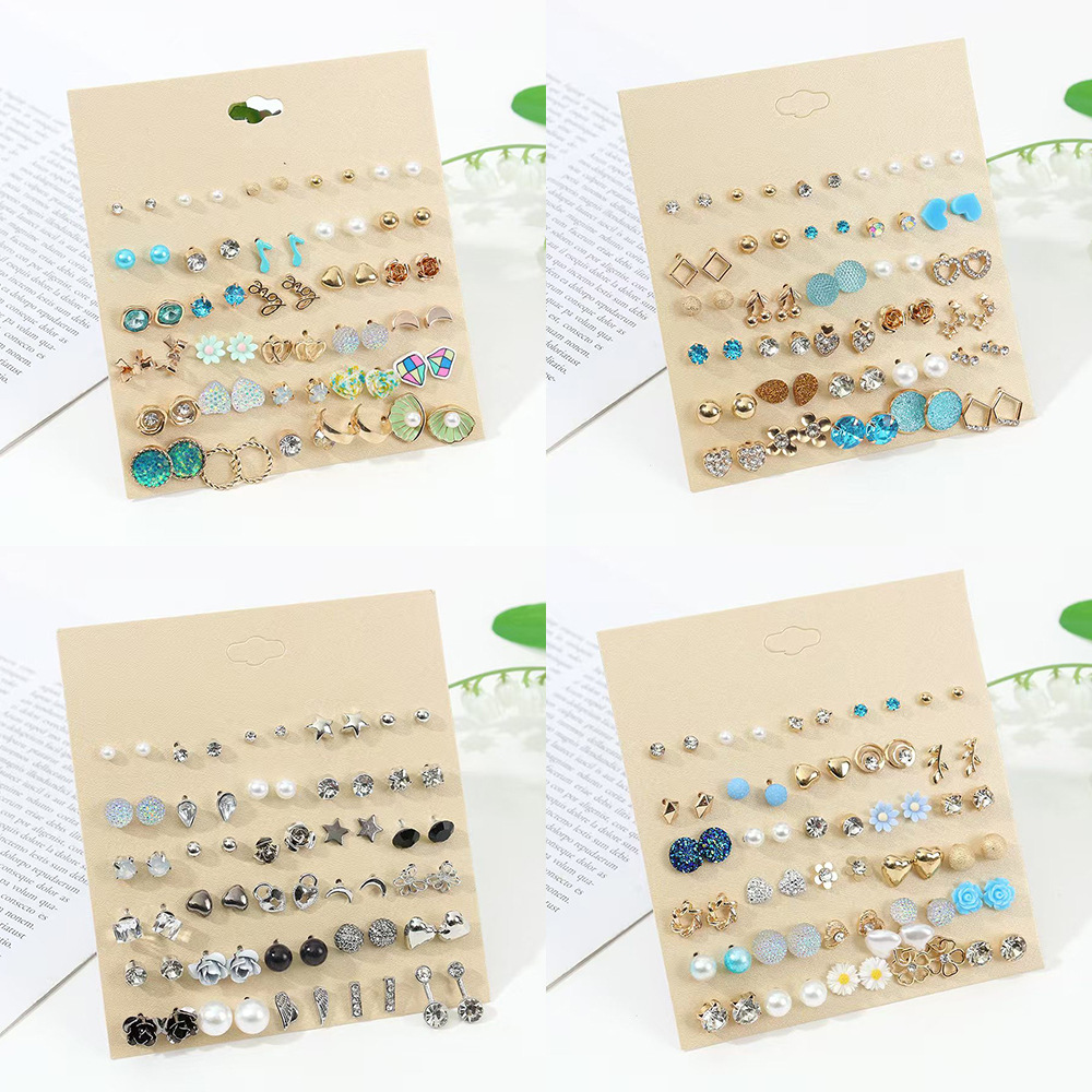 跨境爆款耳环花朵海星耳饰蝴蝶耳环组合套装轻奢耳坠简约合金耳钉