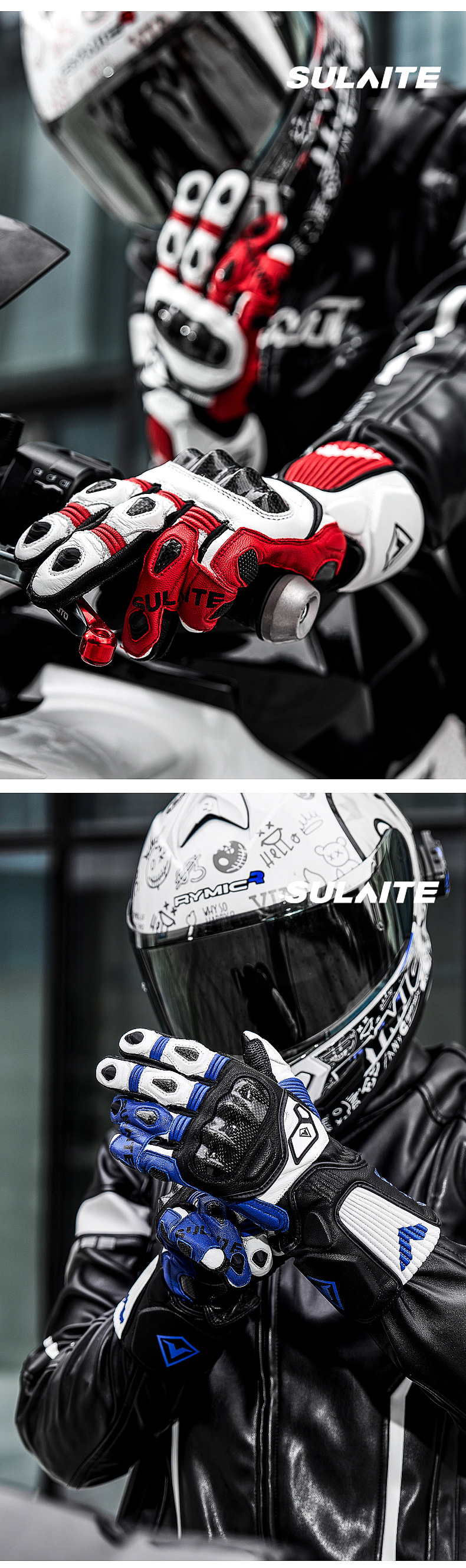 Sulaite Motorcycle Racing Gloves, Four-Season Breathable Riding Gloves, Carbon Fiber Anti-Fall and Anti-Collision Motorcycle Gloves