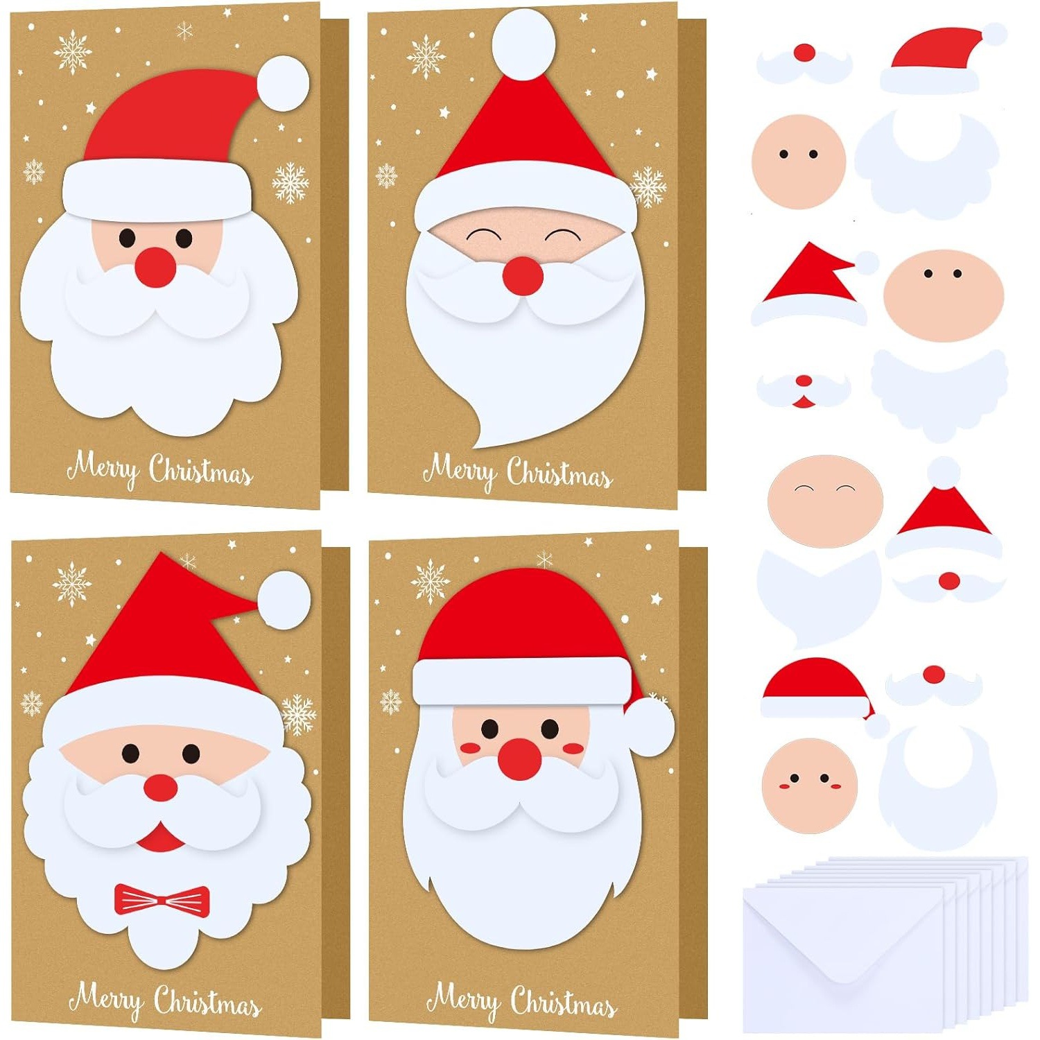 定 制圣诞手工贺卡套装含信封DIY圣诞卡片制作材料亚马逊卡通贺卡