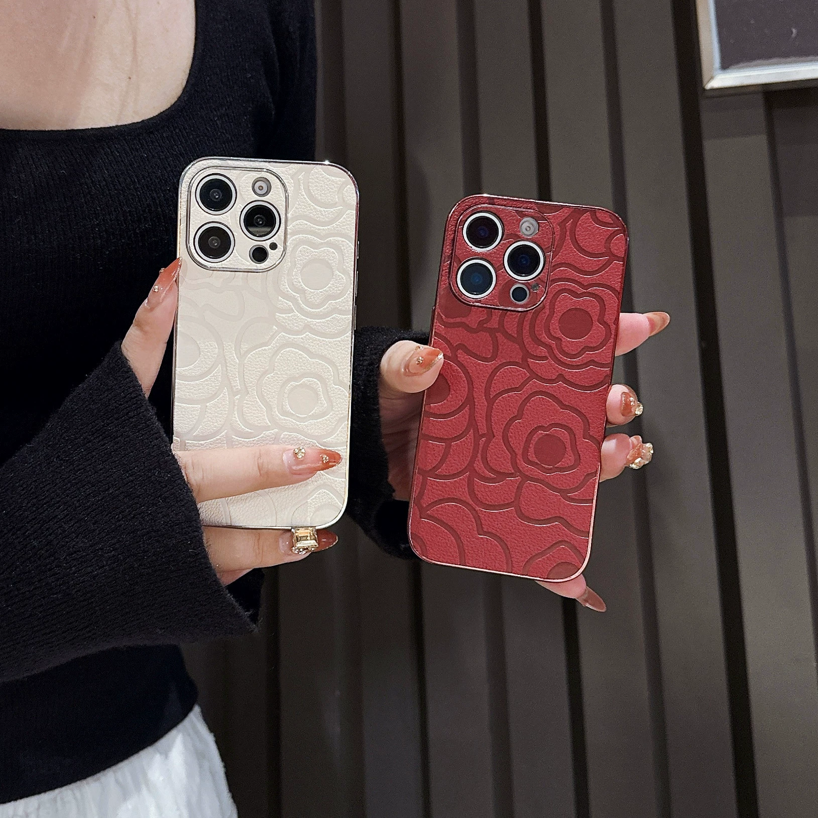 Подходит для Apple iPhone15 Camellia iphone16promax никелирование 13 против падения 12 защитный чехол